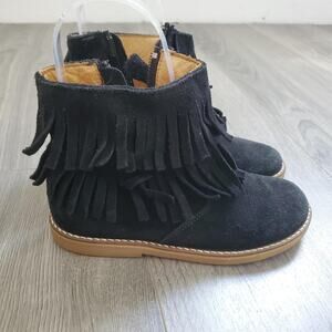 Froddo Boots Shoes Girls Size 30 12 Black Suede Fringe Zip Western Kids Youth